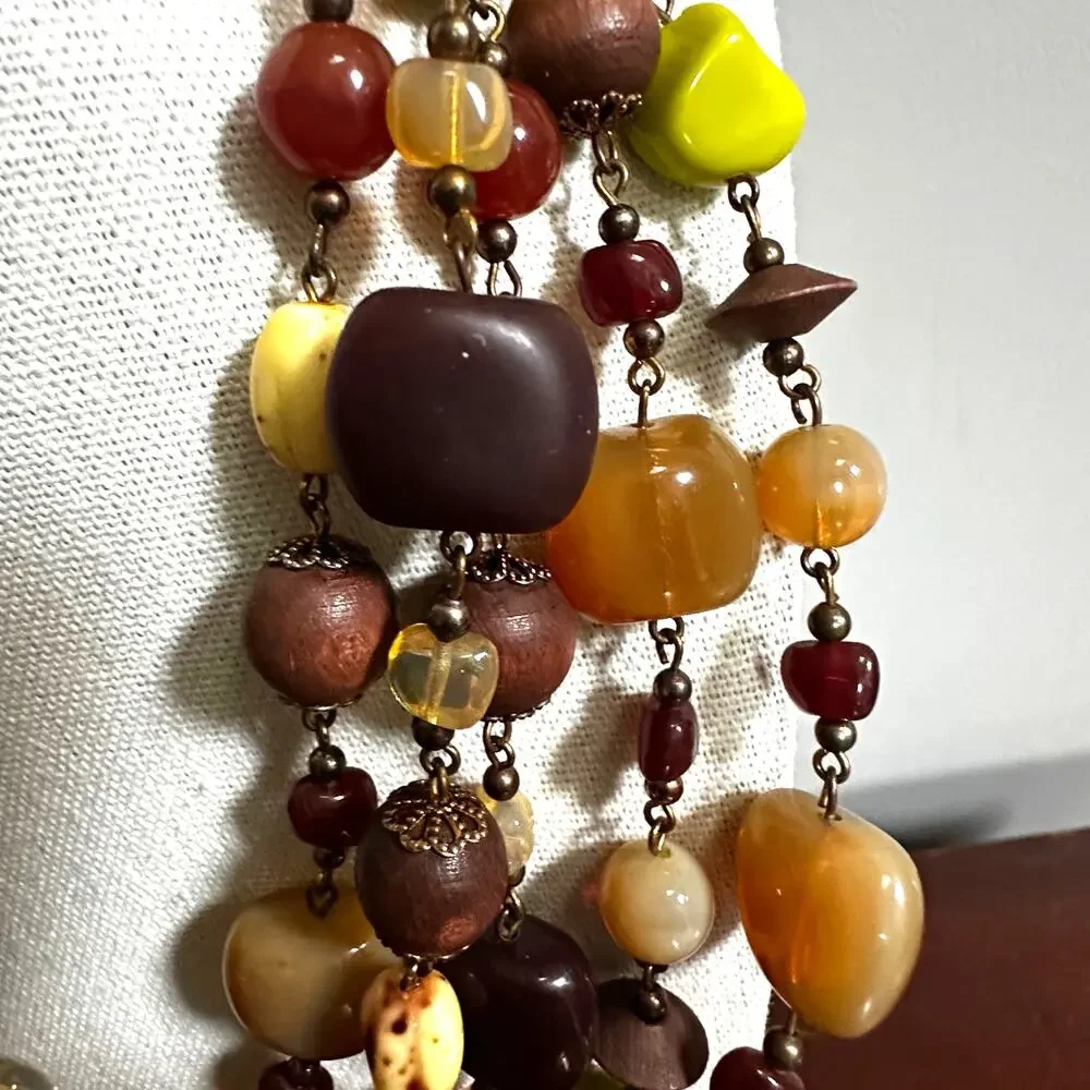 Joan Rivers Vintage Czech Glass Extra Long Bead Necklace Retro Casual Jewelry